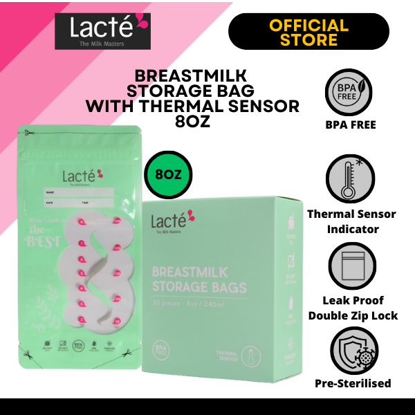 Lacte - Breastmilk Bag w Thermal Sensor 8oz Green